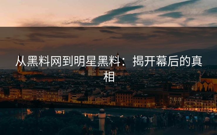 从黑料网到明星黑料：揭开幕后的真相  第1张