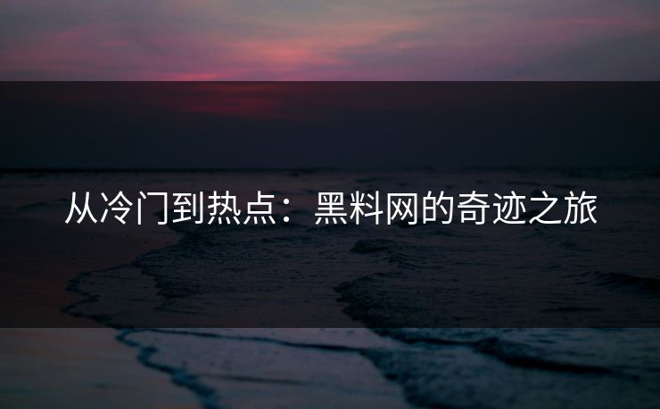 从冷门到热点：黑料网的奇迹之旅  第1张